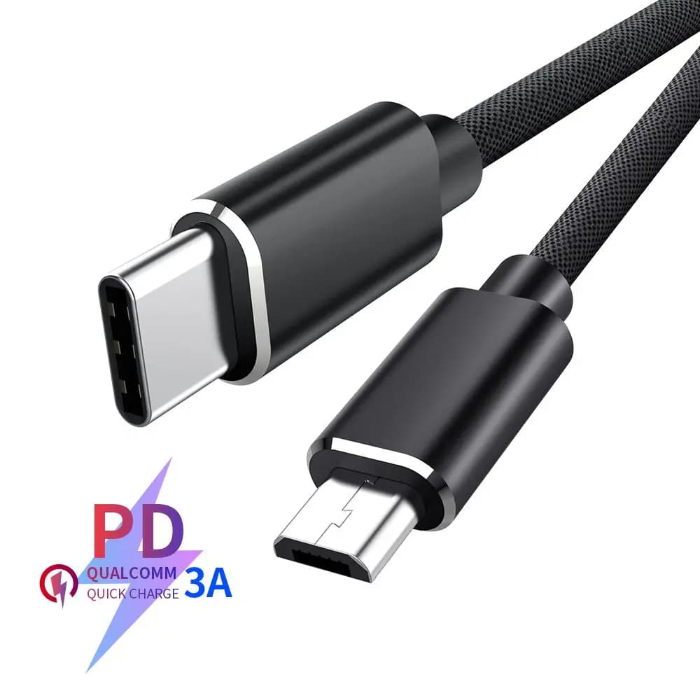 USB Type C To Micro USB 5A Fast Charging Adapter Cable PD 100W QC4.0 Quick Charger Data Cable For Macbook Samsung Xiaomi Huawei