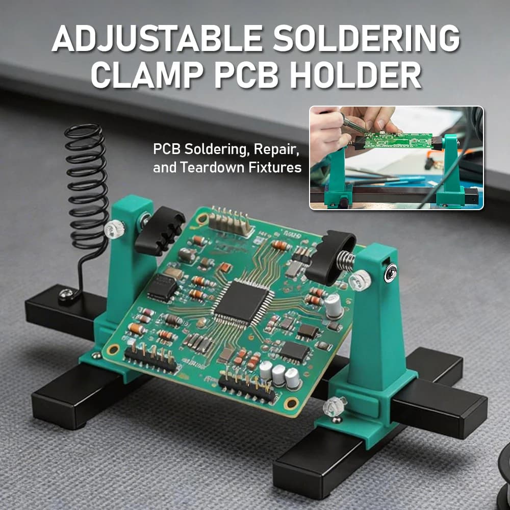 Supporto per saldatura a tre mani con morsetto per schede PCB e porta saldatore, strumento ausiliario per riparazione e saldatura di schede madri