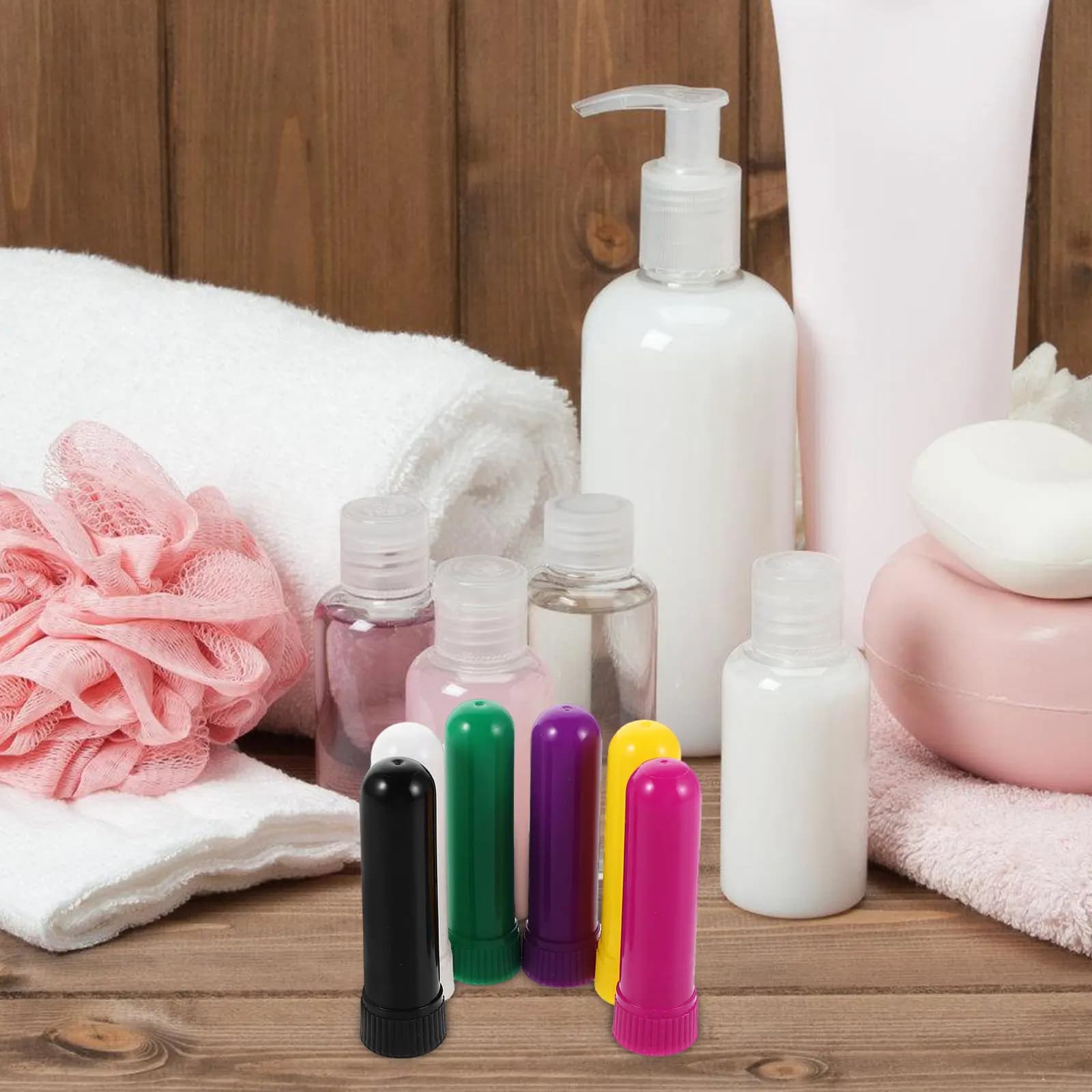 6 Pezzi Bastoncini Nasali per Oli Essenziali, Tubi in Plastica Ricaricabili, Aromaterapia Portatile per Viaggi, Lavoro e Uso all'Aperto