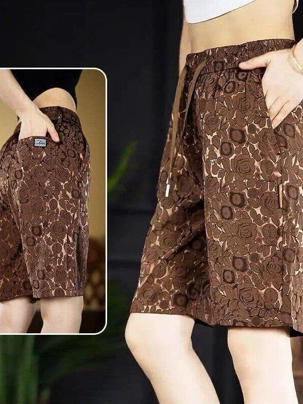 Ice Silk Embroidered Shorts Men's Summer Thin Five-Point Quick-Drying Casual Loose Breathable Straight Leg Medium Pants