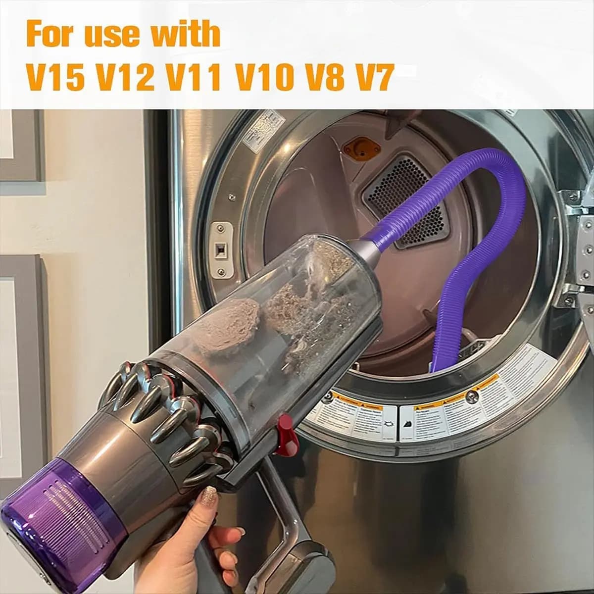 Kit di pulizia dello sfiato dell'asciugatrice per V7 V8 V10 V11 V15 Attacco per aspirapolvere con filo guida Tubo per la pulizia dello schermo lanugine dell'asciugatrice B