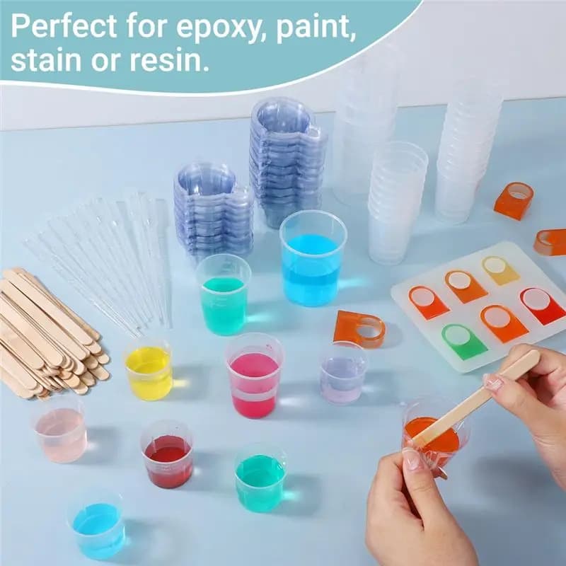 ABMI-Epoxy Resin Tool Kit, 20Pack Plastic Graduated Cups, 200 Pack 40Ml Disposable Measuring Cups,10 Pack 15Ml Droppers,