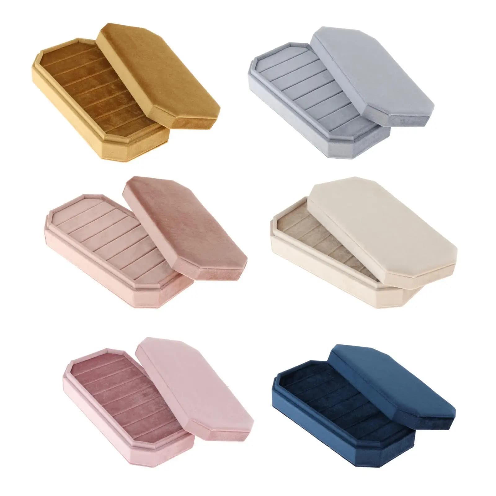 Supporto per anelli con coperchio contenitore per gioielli anelli per le dita supporto per anelli scatola in velluto per tavoli da sera armadi cassetto per ragazze da donna