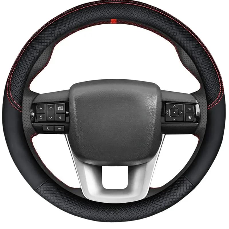 DIY Black Faux Leather Car Accessories Steering Wheel Cover For Toyota Hilux 2015-2021 Fortuner 2015-2021