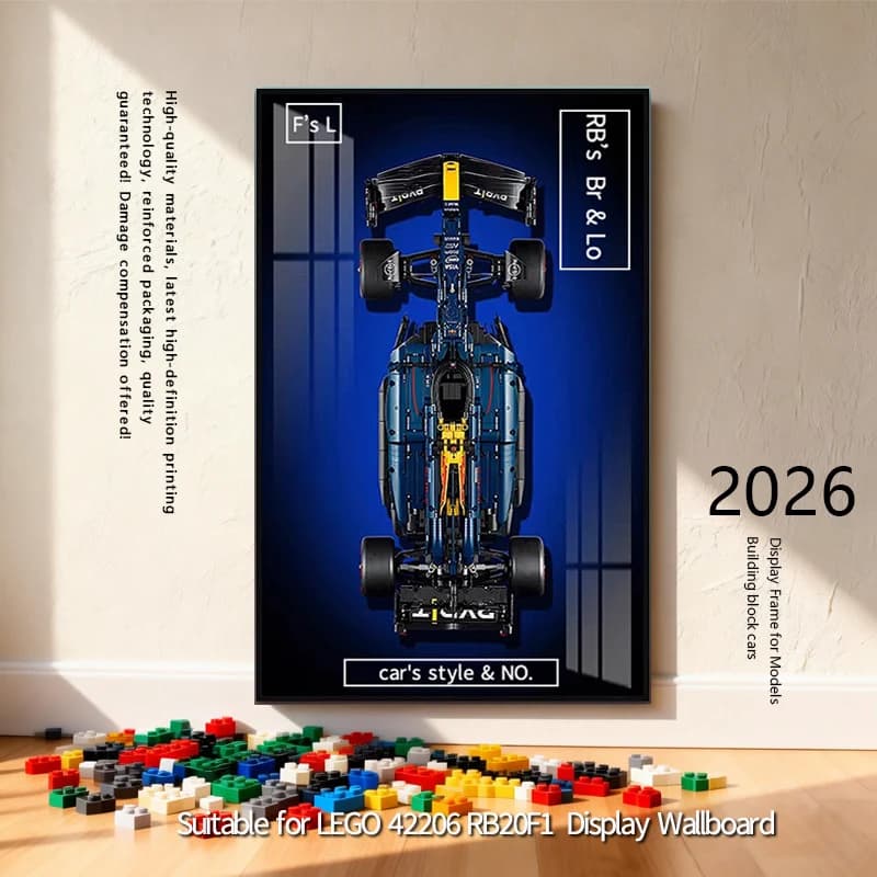 NOVITÀ 2026 Espositore da Parete per Modellini LEGO 42206 RB20F1, Cornice Portafoto per Blocchi da Costruzione