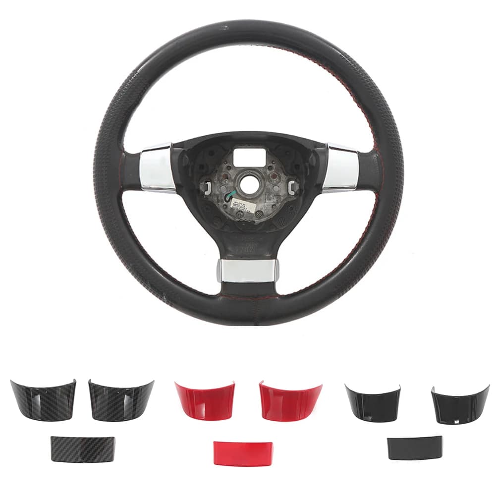 Per Volkswagen VW Golf 5 MK5 Passat B6 Jetta Tiguan 2007-2011 Adesivo Decorativo in Fibra di Carbonio per Volante Auto
