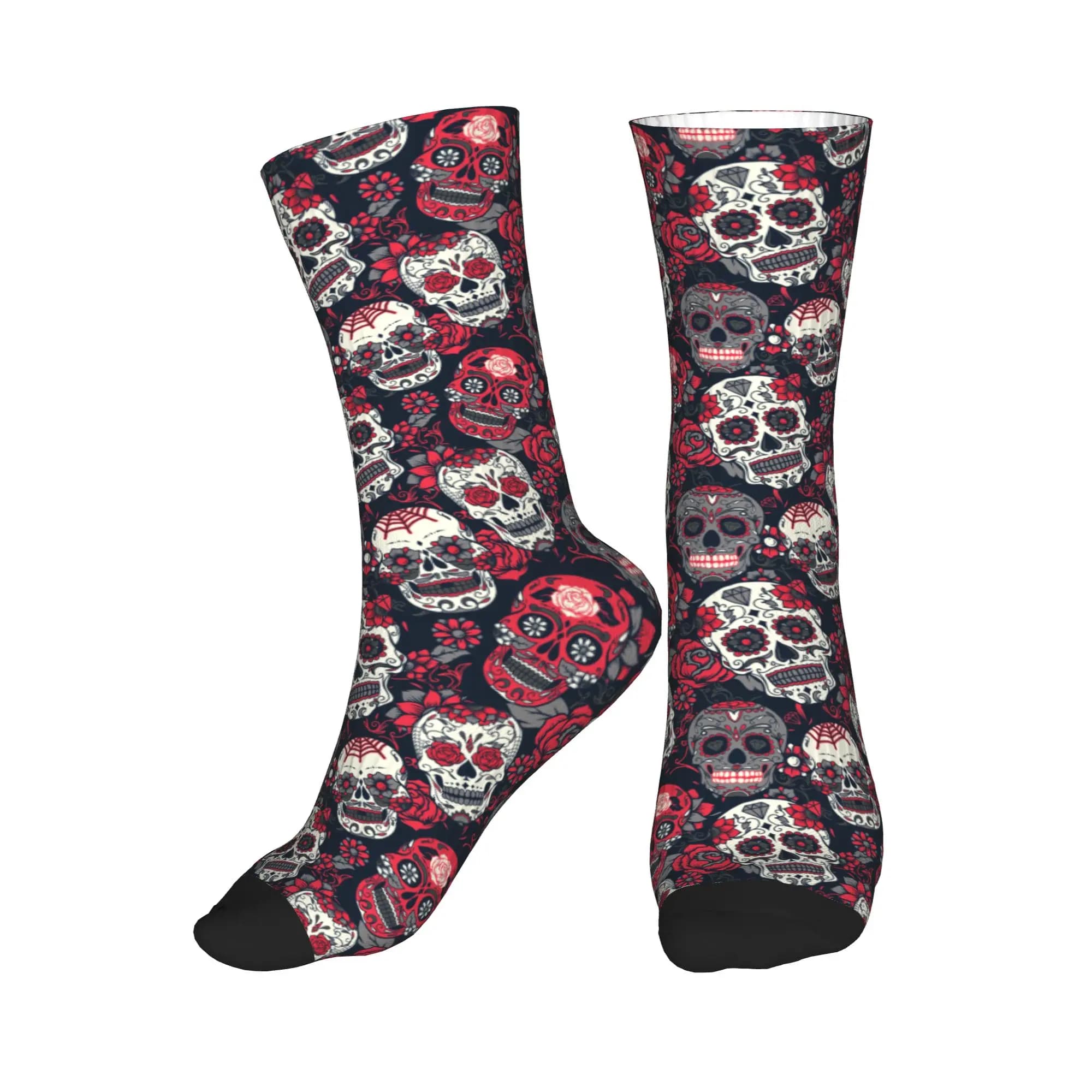 Sympathetic Mexican socks with flowers for the Day of the Dead, football sports socks with 3D printing, warm, for man and woman