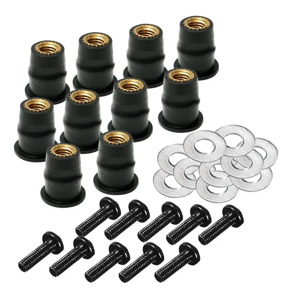 Set of 30 M5 M6 metric screws for motorcycle windscreen with rubber ring for Honda Suzuki Yamaha Kawasaki
