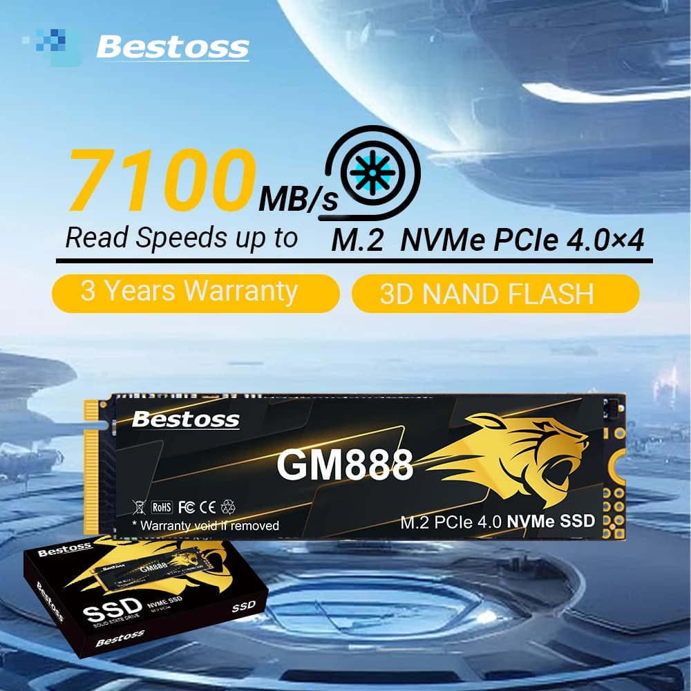 Bestoss M2 SSD 512 GB 1 TB 2 TB PCIe 4.0 NVMe Disco rigido M.2 Disco rigido interno a stato solido HDD per laptop desktop PS5