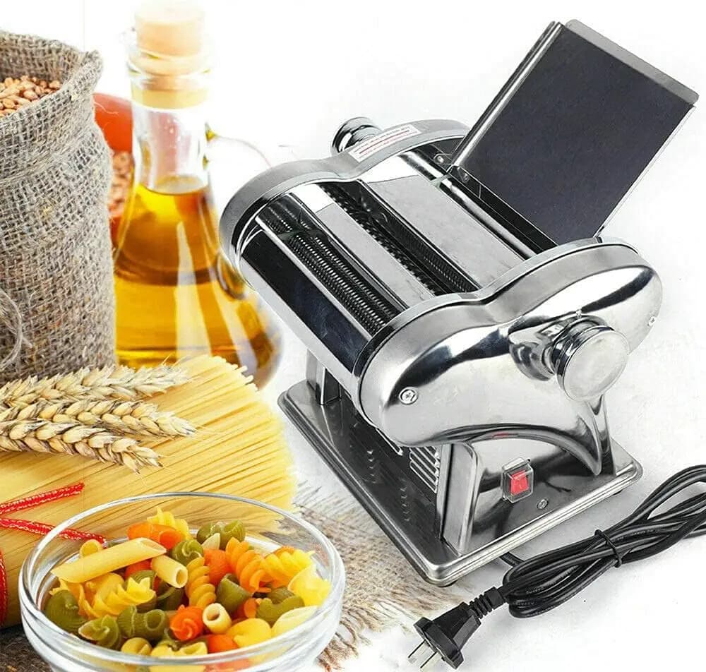 110V Electric Pasta Machine Automatic Noodles Dumpling Dough Skin Maker Two-knife Pressing Stainless Steel Producing High Yield