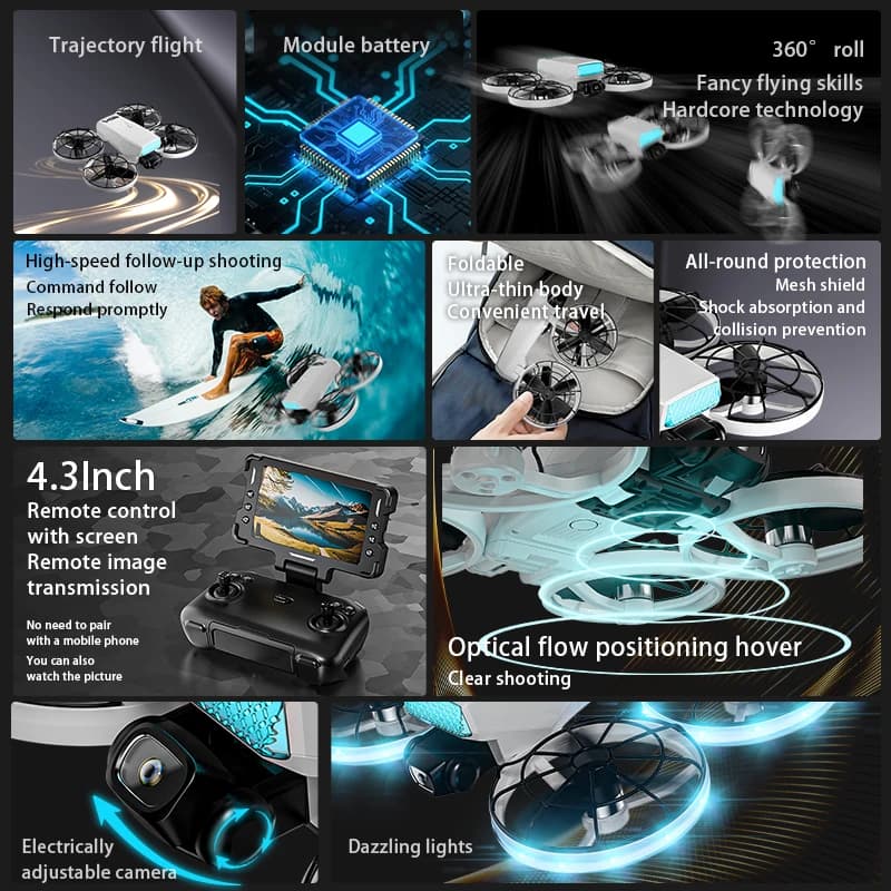 H28 Pieghevole Rc Drone 4K Doppia Fotocamera 2.4G Drone Telecomando Fotografia Aerea Velivolo Flusso Ottico Posizionamento Quadcopter