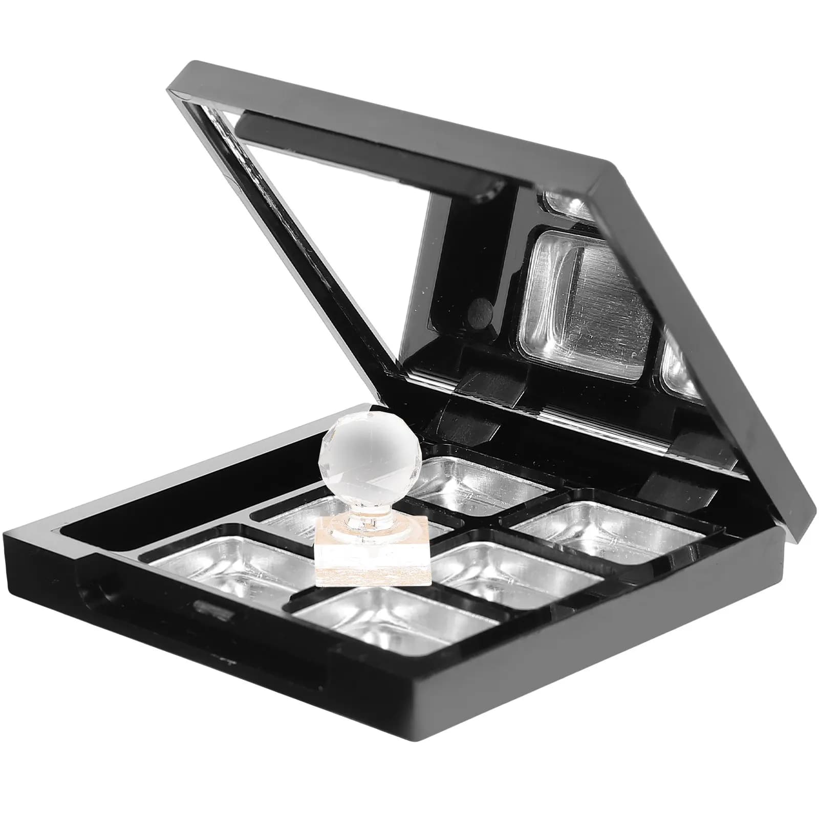 Set da 1 Contenitore Vuoto per Ombretti a 9 Scomparti in Alluminio e Plastica, Organizer per Palette Trucco Fai-da-te, Contenitore Ricaricabile da Viaggio