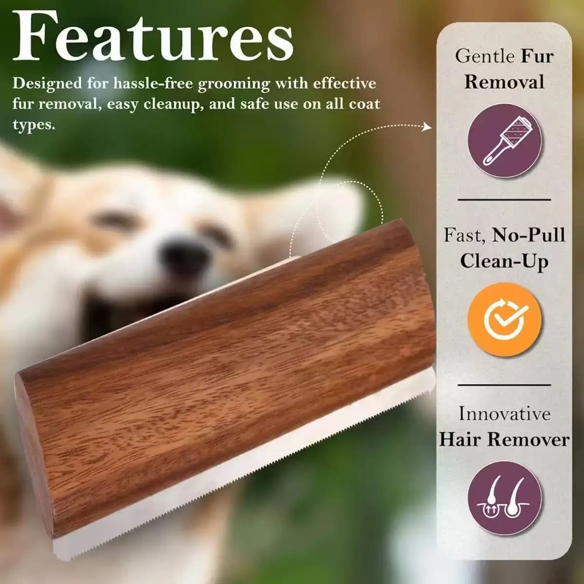 Spazzola SleekEZ per Cani per la Perdita di Pelo e la Toelettatura, Strumento per la Rimozione del Pelo per Cani a Pelo Corto e Lungo, Pettine per Cani, 12,7 cm di Lunghezza, 113 g di Peso