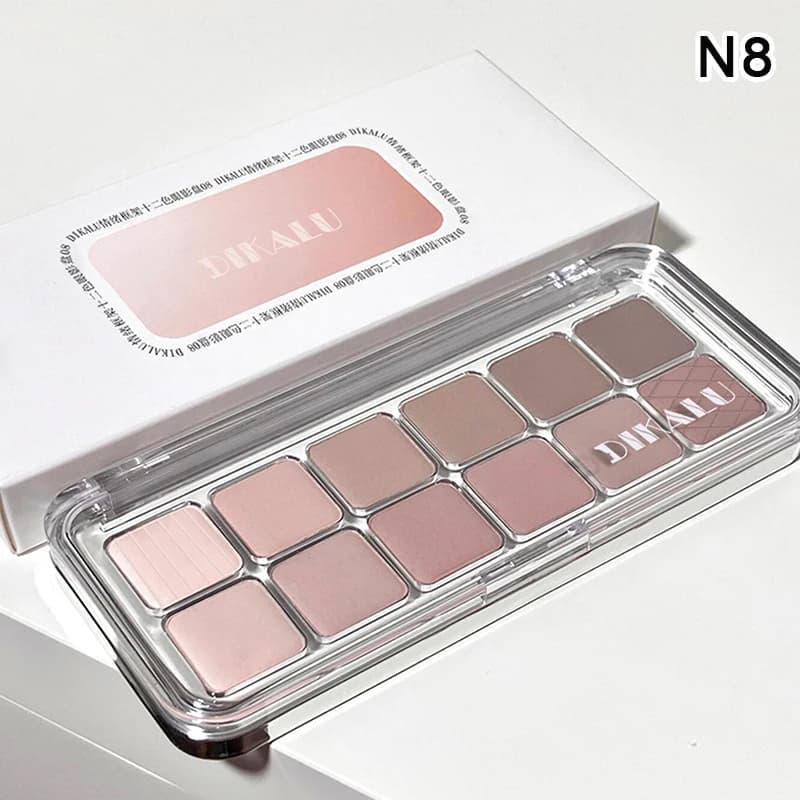 DIKALU Tavolozza di ombretti glitterati a 12 colori per trucco occhi lucido alla moda Colore cemento Tavolozza di ombretti a lunga durata Cosmetico