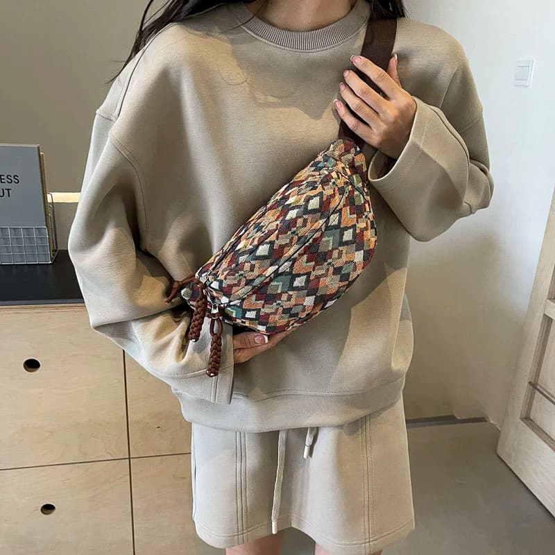 Marsupi con cintura Bohemia per donna Marsupio alla moda Marsupio a banana femminile Borsa a tracolla con tracolla Tasca per marsupio