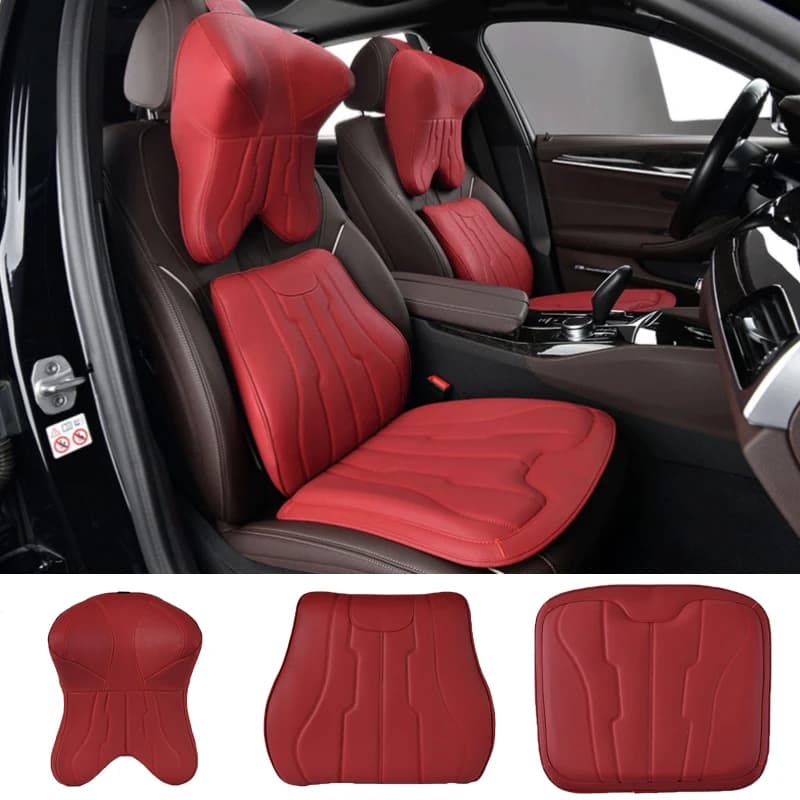 Nuovo cuscino per il collo dell'auto supporto lombare sedile in pelle traspirante cuscino protettivo antiscivolo poggiatesta interno per auto di lusso aziendale