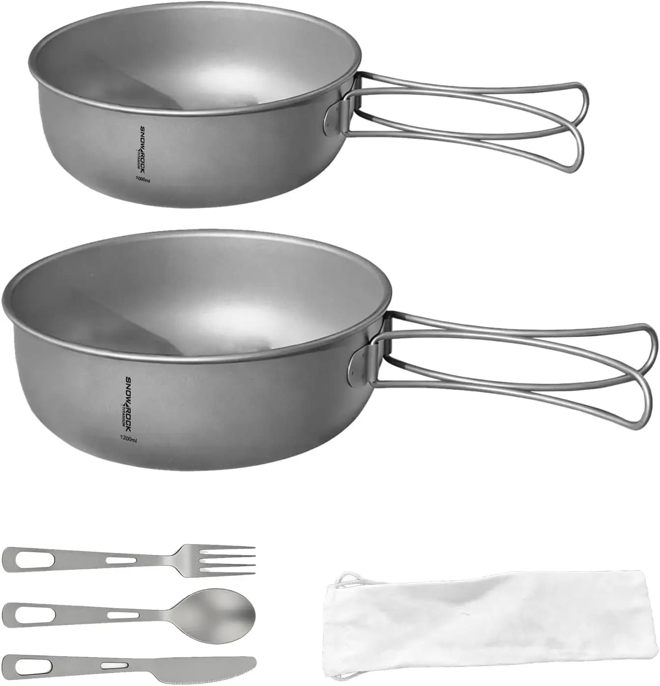 2-Pack Ultralight Titanium Frying Pan for Camping - Single Person Outdoor Skillet Griddle for Picnic, Cooking, Tableware and Coo