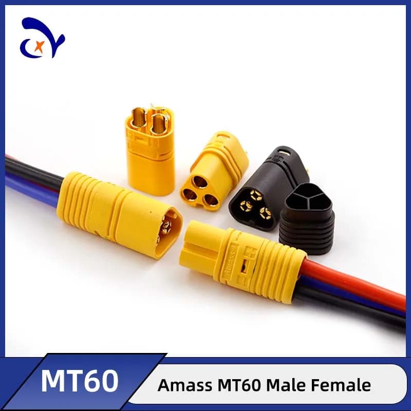 1 PZ Amass MT60 connettore batteria al litio drone modello di veicolo elettrico a tre core con filo in silicone 12AWG