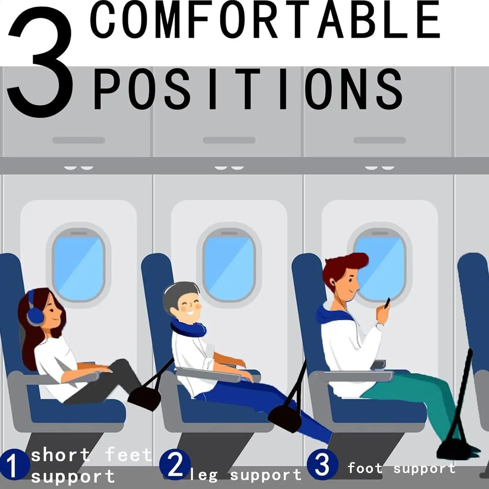 Amaca per gambe per viaggi in aereo Imbracatura portatile per riposo comfort con cinghia regolabile estesa Poggiapiedi per aereo per rilassarsi i piedi