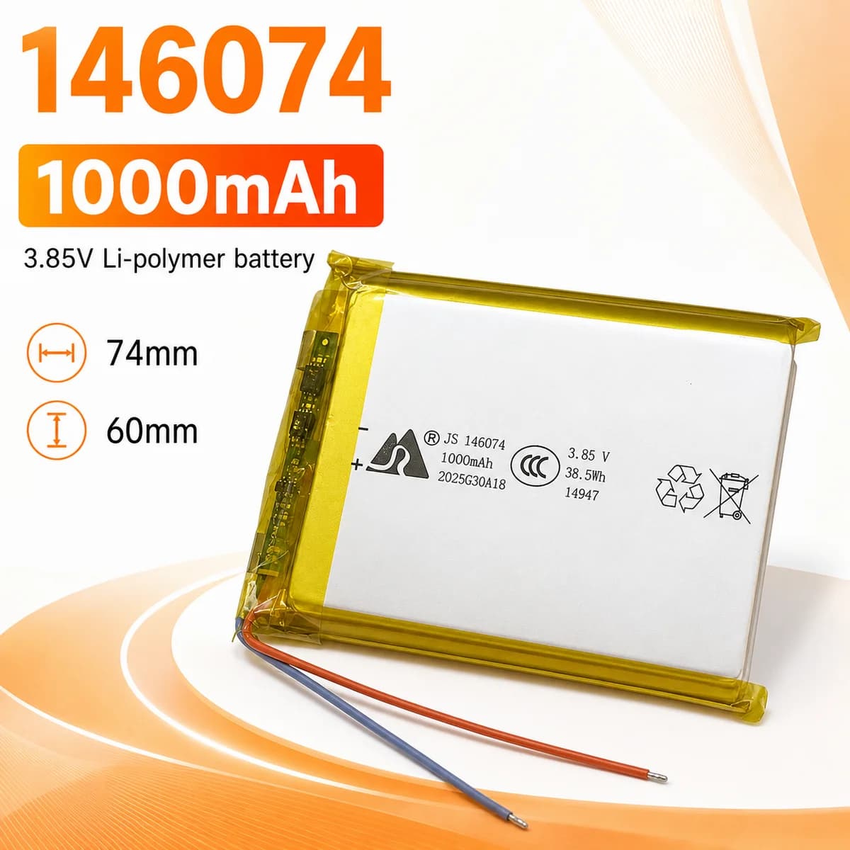 10000mAh 3.85V 146074 Li-Polymer Rechargeable Battery 136074 LiPo Cell for Power Bank DIY Laptop Replacement