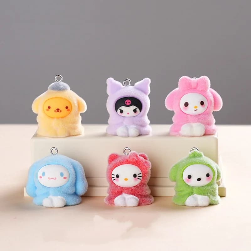 6/60 Pezzi Simpatici Portachiavi in Peluche, Ciondoli in Resina, Accessori per Borse, Gioielli Fai da Te