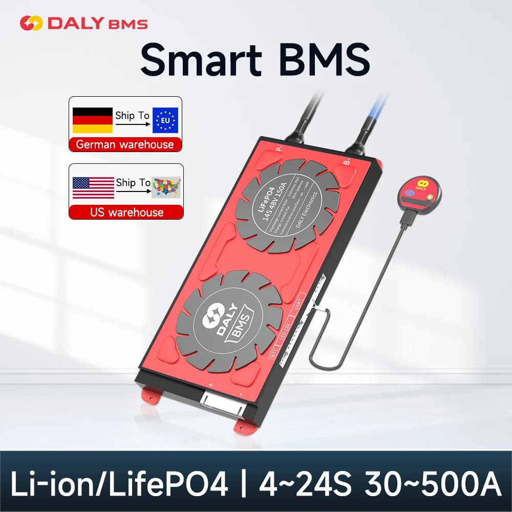 Daly Smart BMS Li-ion 7S LiFePo4 4S APP BMS 8S 24V Lifepo4 BMS 16S 48V Bluetooth parallel solar power inverter Power Bank