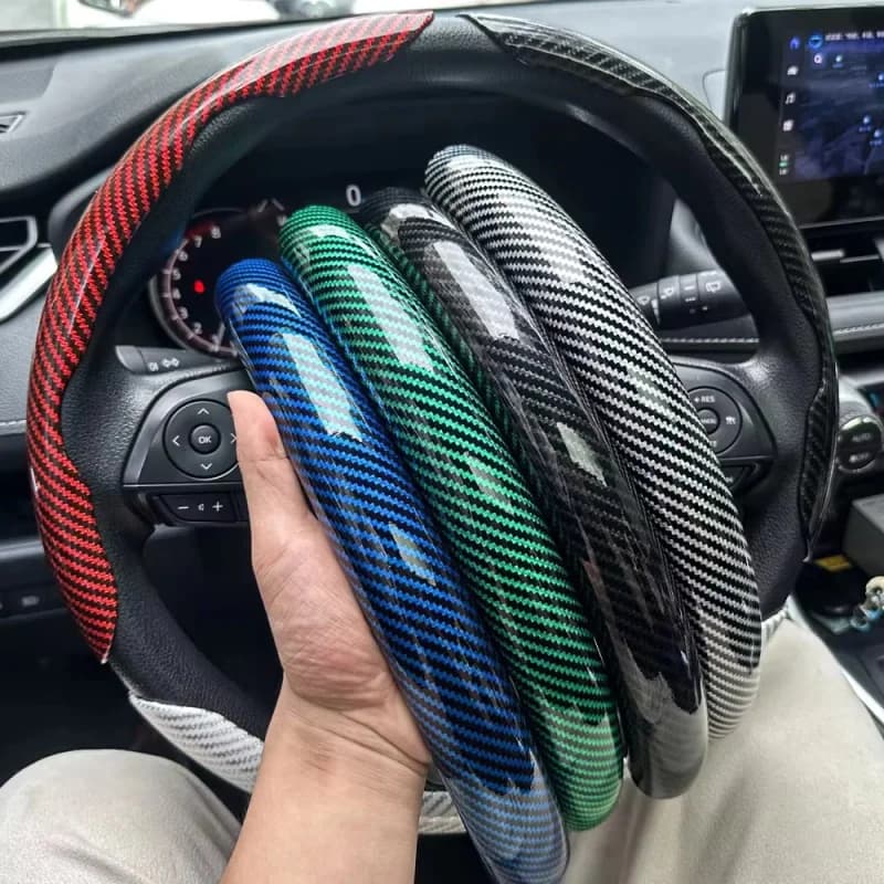 2/3PCS Silicone Carbon Fiber Laser Car Cover 1K Micro Leather Fiber PVC Wheel Booster Universal Non-slip Cover