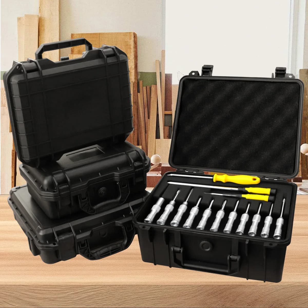 Cassetta degli attrezzi rigida impermeabile Scatola protettiva di sicurezza Custodia per attrezzi portatile Custodia per strumenti resistente agli urti con spugna
