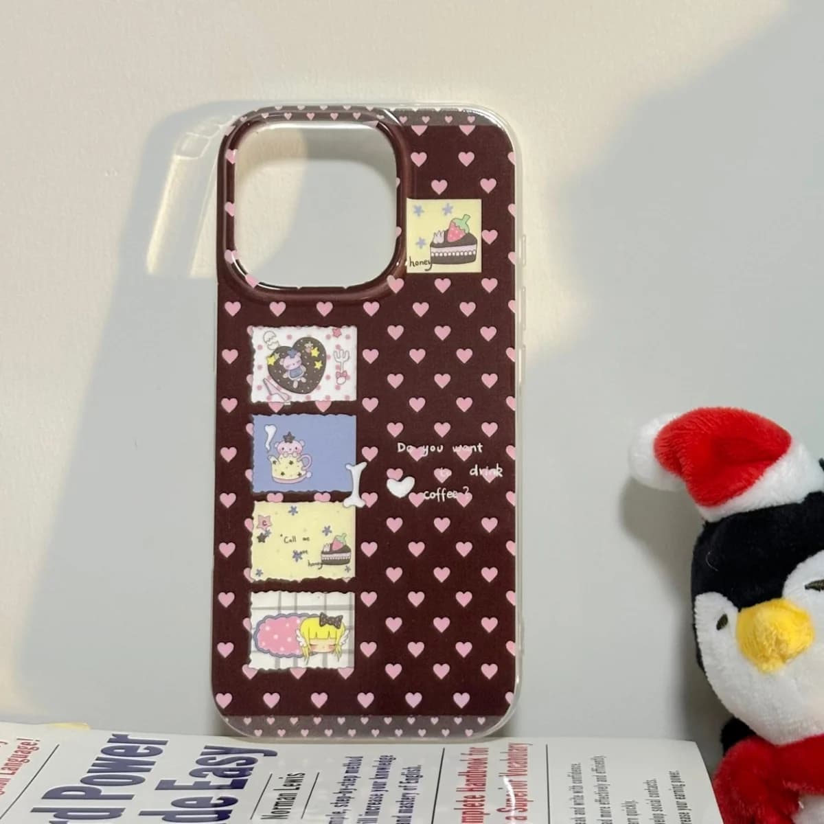New Cover for iPhone 17 Air 16 15 14 13 11 Pro Max Plus Double Rigid Road with INS Design Carton Animated Red Wine and Chocolate Theme