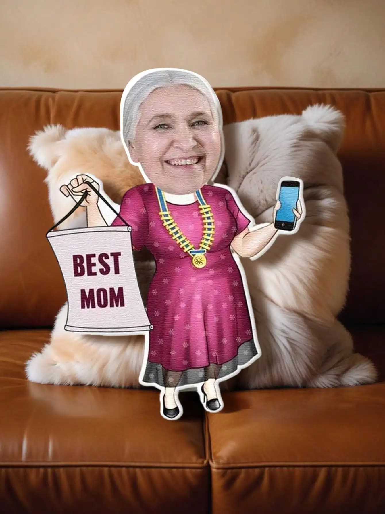 Cuscino Personalizzato con Foto del Viso, Regalo per la Festa della Mamma, Compleanno, Anniversario, Decorazione per la Casa, Idea Regalo per Moglie