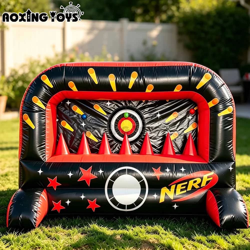 3x2x2m Outdoor Giant Inflatable Shooting Range Nerf Target Game, Carnival Party Floating Ball Archery Range for Kids & Adults
