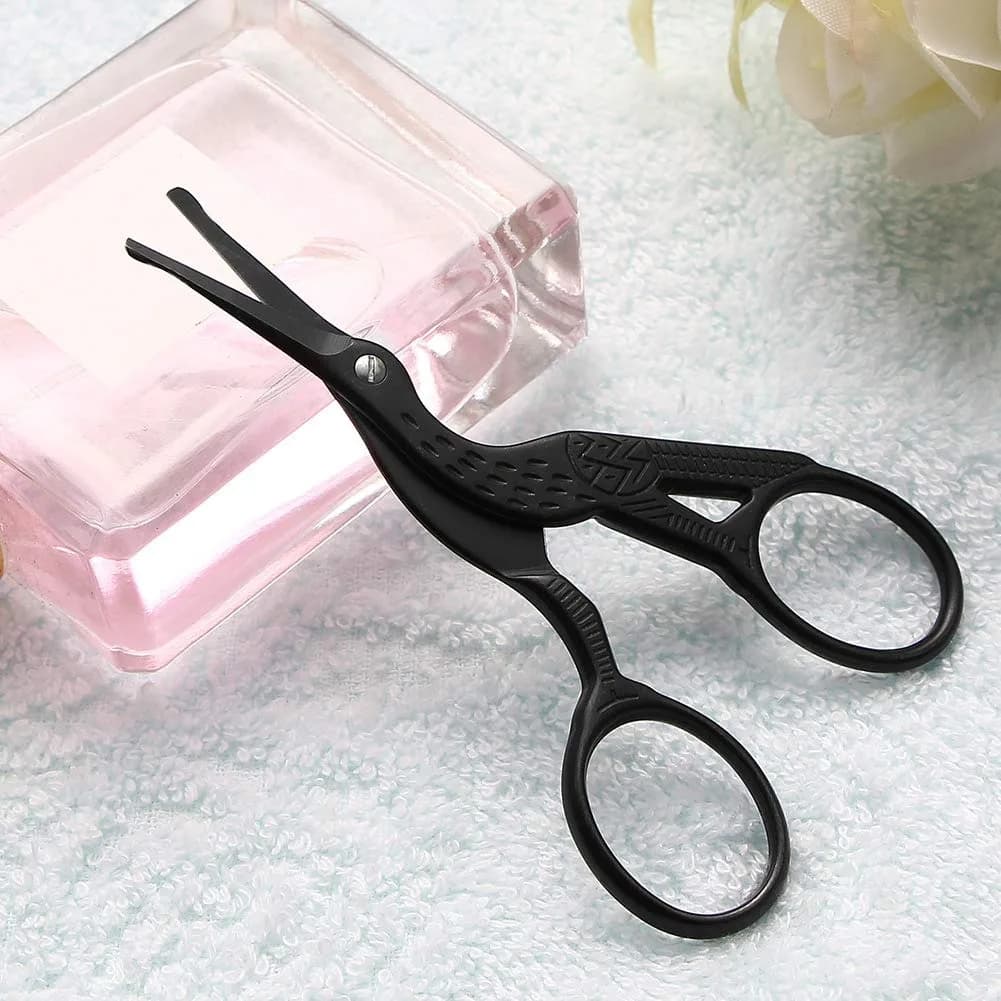 Stainless steel round head nose hair scissors, Stork type, for eyebrows, nose hair, beard, ear hair, eyebrow scissors