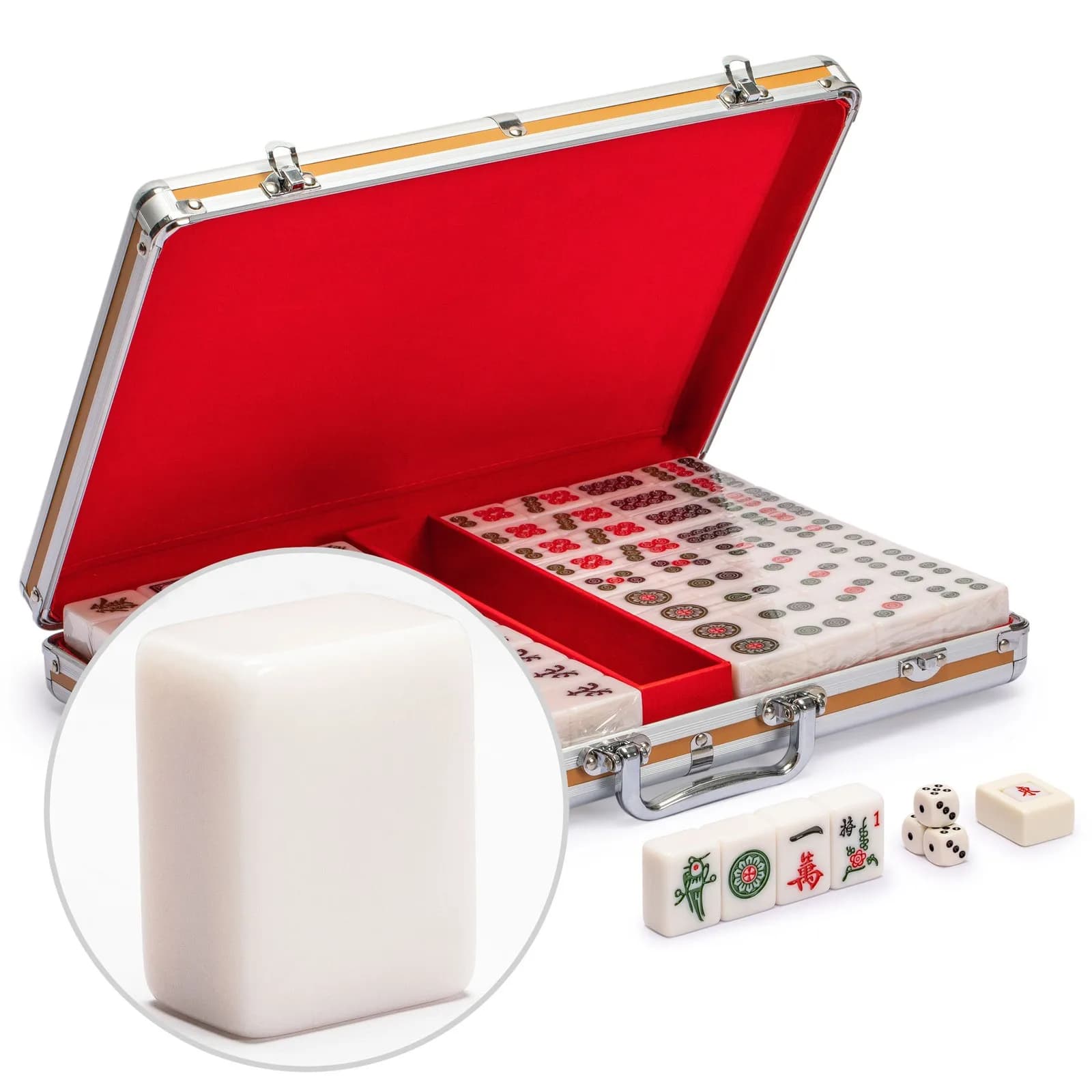 Set da Mahjong Cinese Misura Champion con 146 Tessere Grandi e Valigetta in Alluminio
