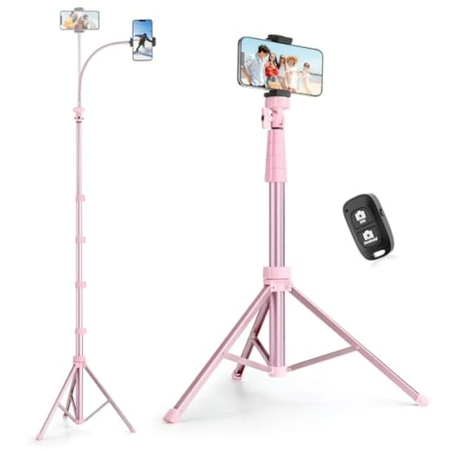 Treppiede Estensibile per Telefono 88 con Telecomando Wireless e Supporto per Smartphone, Rosa, per Fotografia e Registrazione Video