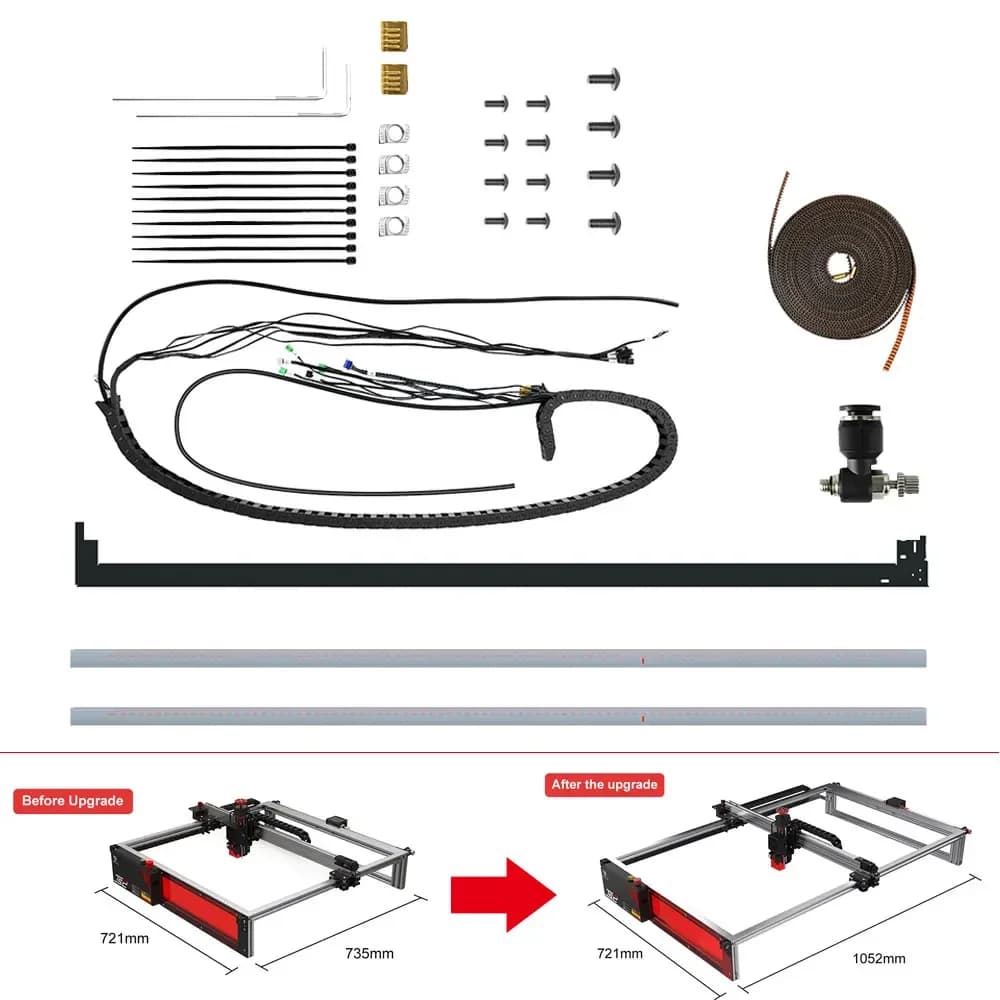 # l Per Twotrees Incisione Dimensioni 780x450mm Kit di estensione Macchina per incisione laser Kit di aggiornamento Kit di estensione fai da te Telaio in alluminio per