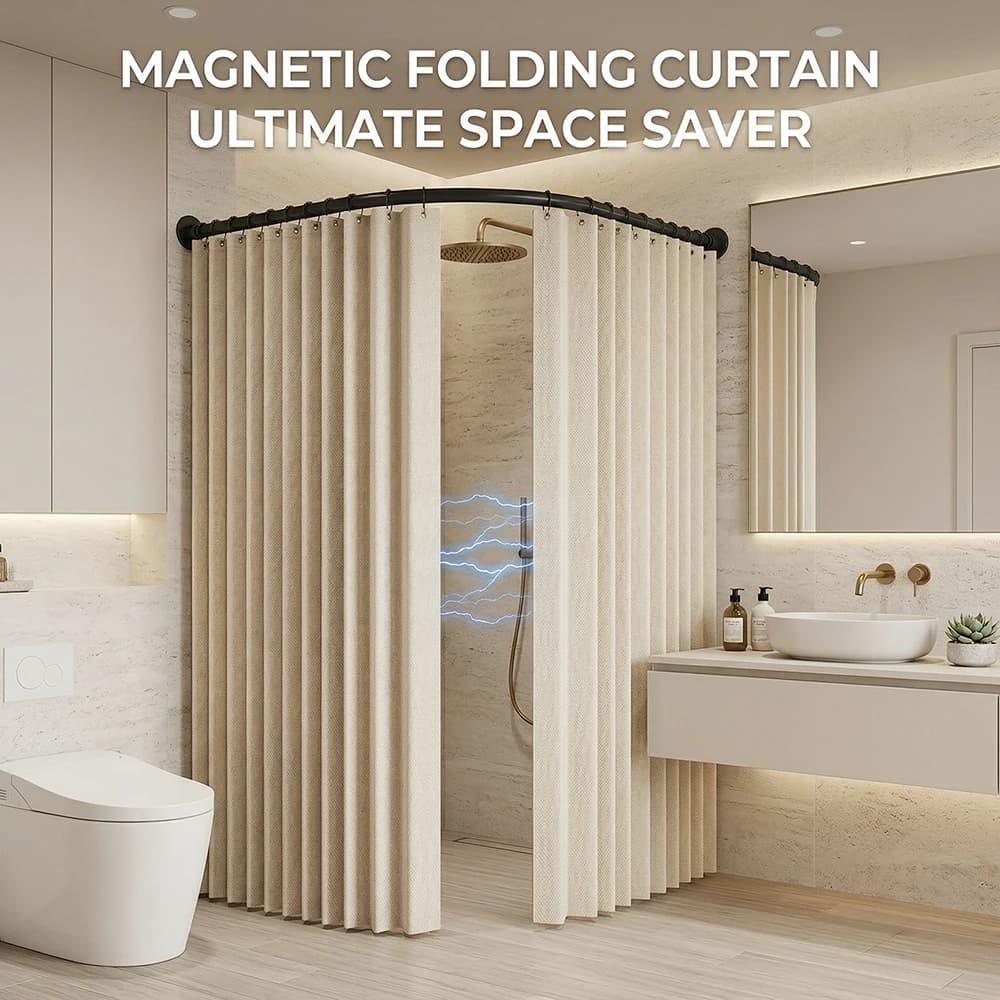 Tenda Doccia Magnetica Pieghevole Impermeabile, Separatore per Bagno, per Casa, Appartamento, Hotel, Arredamento Moderno