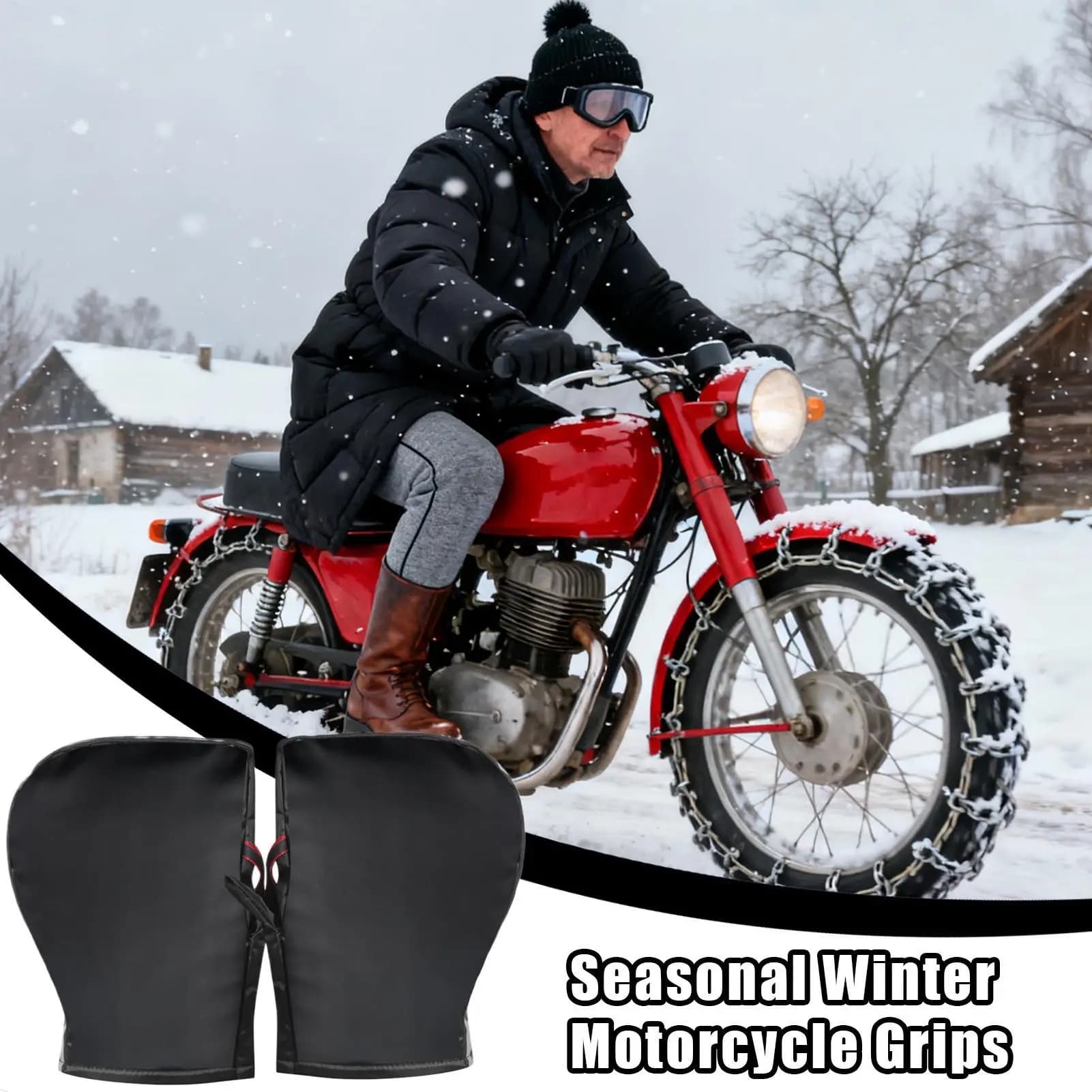 Guanti da manubrio per moto Guanti invernali caldi antivento Guanti da scooter impermeabili per moto da equitazione Mountain bike da strada