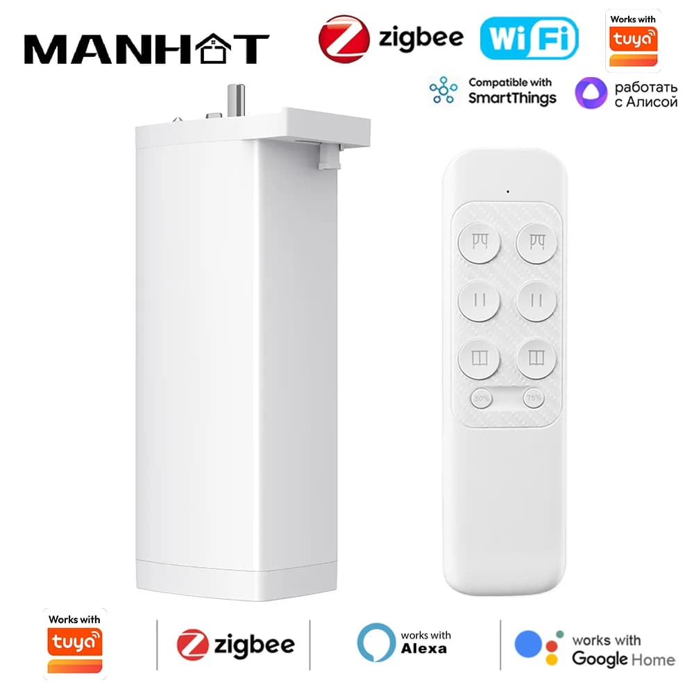 Motore per Tende Elettriche Smart Life Zigbee/WIFI, Automatico Intelligente Compatibile con Tuya, Controllo Vocale tramite App, Alexa e Google Assistant, 15CM