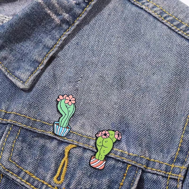 4 stili natiche sexy cactus spille smaltate in vaso culo creativo pianta in vaso spille di fiori per vestiti zaino gioielli