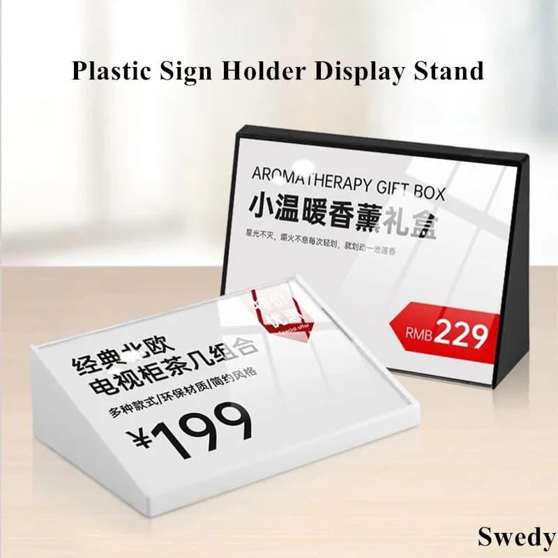 105x74mm Etichetta prezzo in plastica da tavolo Etichette per carte di carta Porta menu inclinato Cornice per foto Espositore porta cartello in acrilico