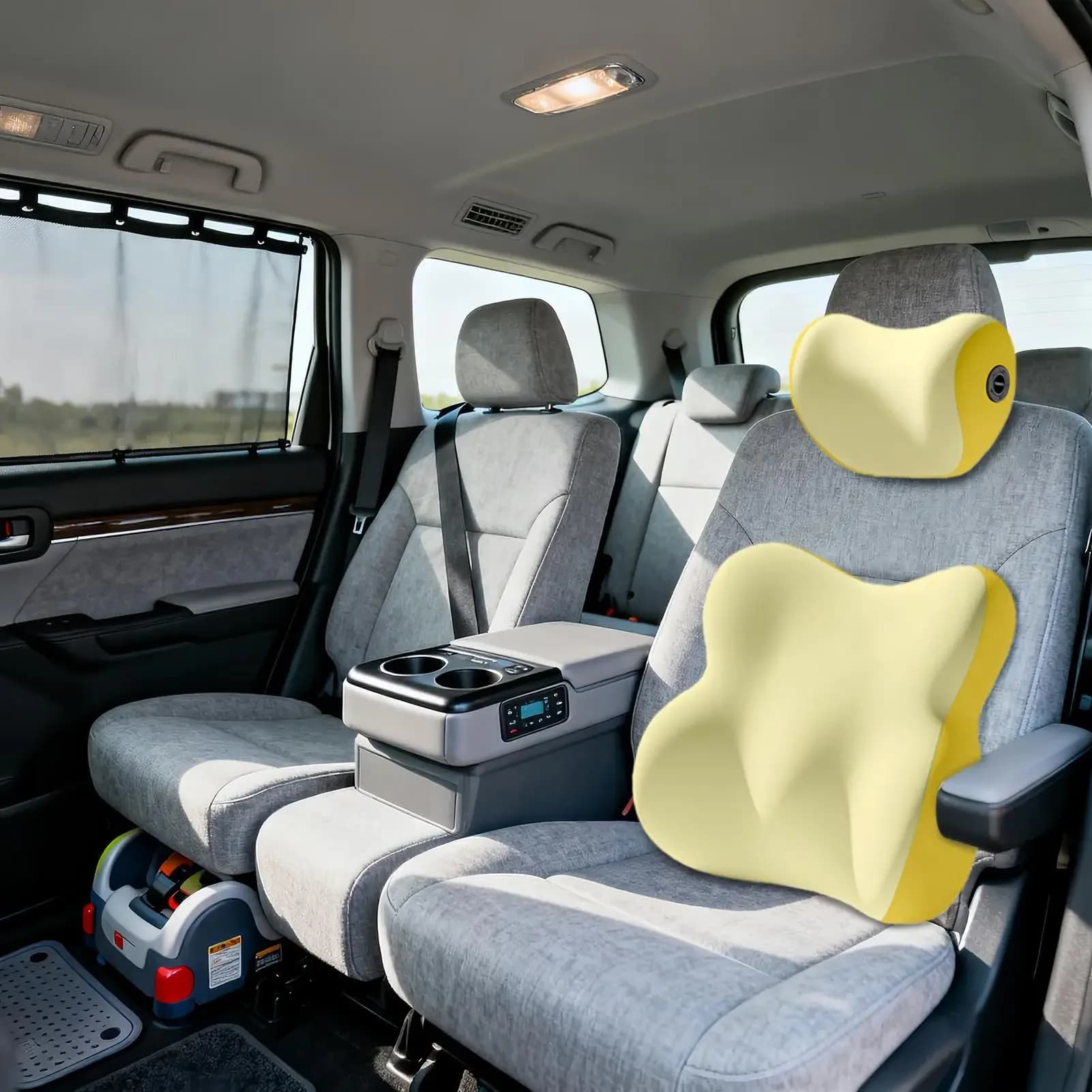 Poggiatesta e Supporto Lombare in Memory Foam per Sedili Auto - Cuscino Ergonomico per il Collo e la Testa, Accessori da Viaggio per Auto