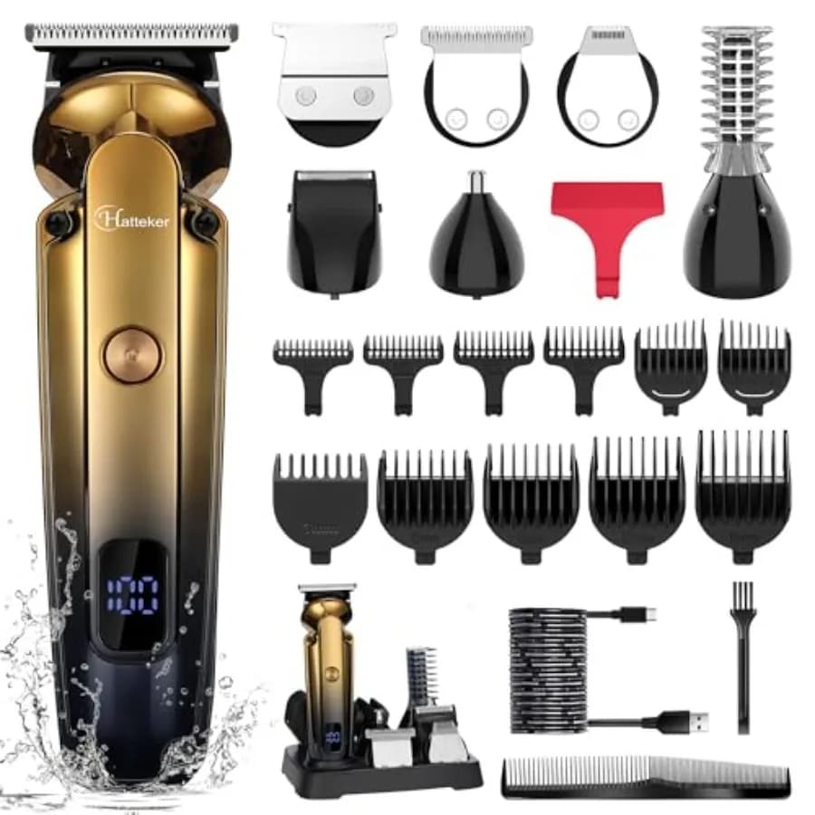 Men's Hair Cutting Kit Electric Shaver Razor Professional Hair Cutters with Zero Gapped TBlade Naso Eyebrow Trimmer for Body