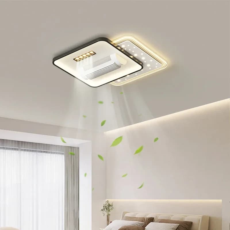 2025 Ventilatori da soffitto Silenzioso Ventilatore elettrico senza foglie invisibile Lampada a LED Ventilatore con telecomando Illuminazione per soggiorno camera da letto