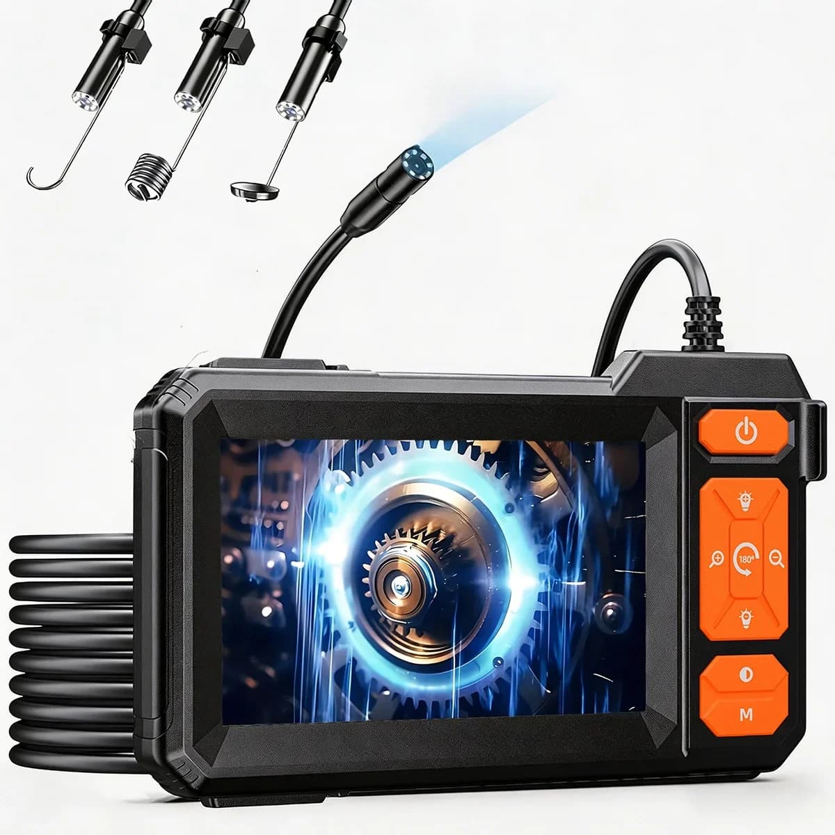 Professional Endoscope Automotive Boroscope Industrial Endoscope Camera 4.3 Inch IPS Screen 8mm HD1080P IP67 Periscope inspection with 8 waterproof LED lights for auto repair tubes