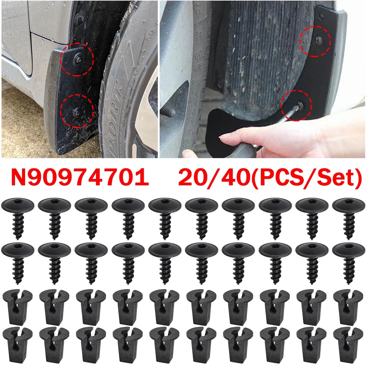 20/40PCS Engine Cover Splashguard Arch Wheel Torx Screw Stop Bolt Universal Fixing Bolt For VW Audi N 90974701