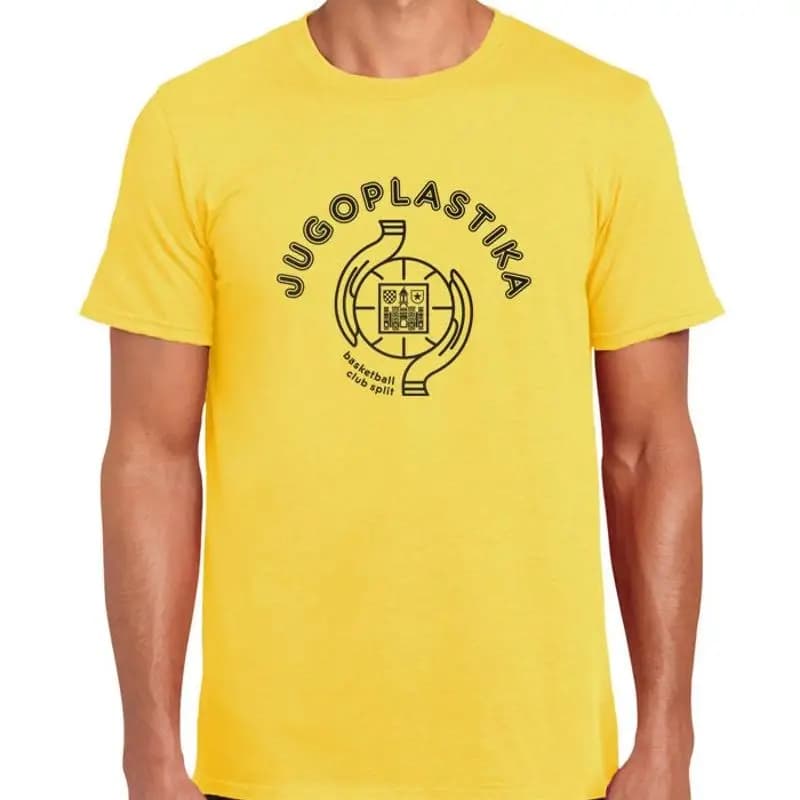Jugoplastika Basketball Club Split Yugoslavia Croazia I gialli Kukoc Radja Perasovic Tabak Retro Fan Made T Shirt
