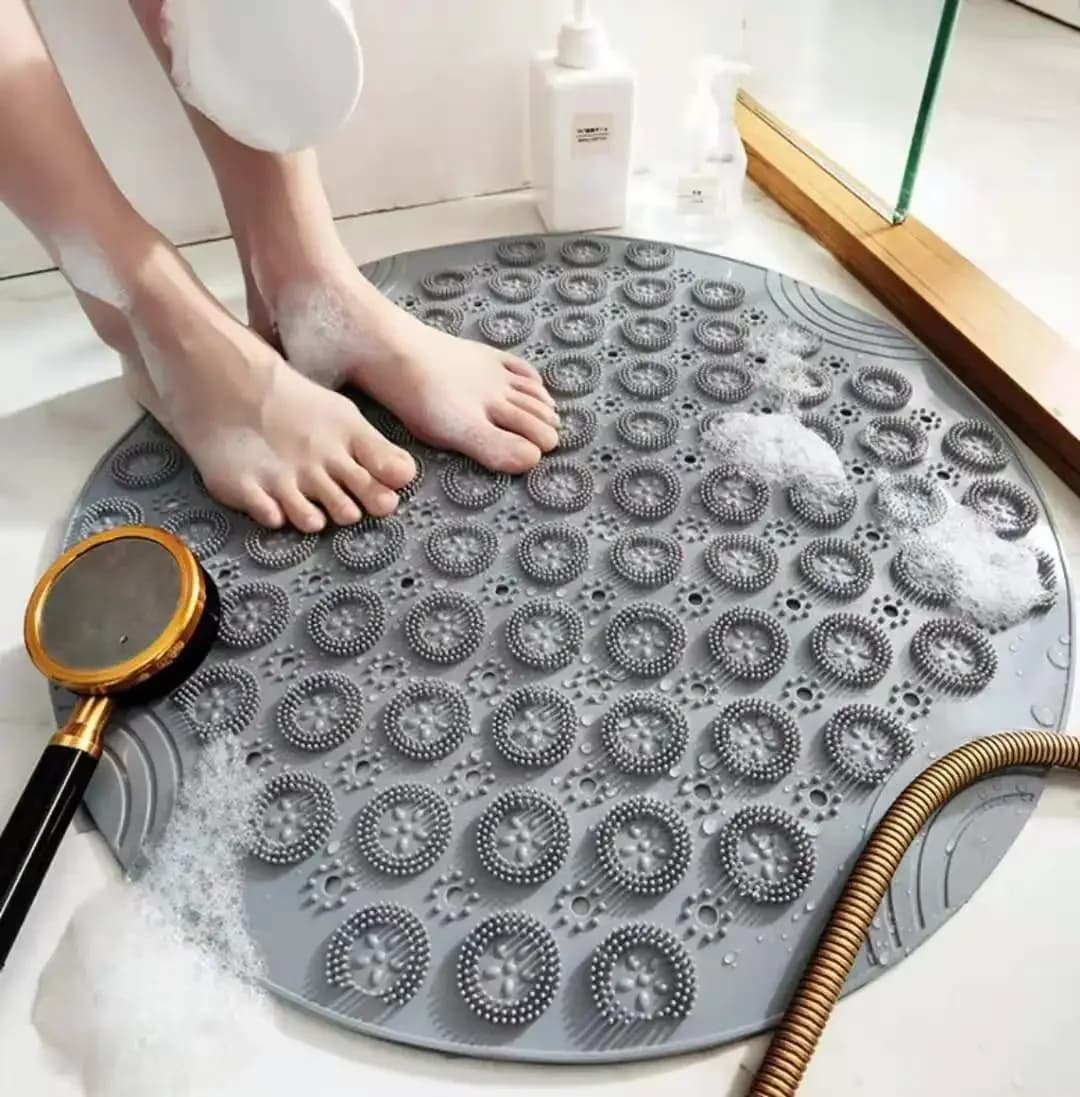 Tappetino da Bagno Antiscivolo con Ventose, Tappeto Rotondo in PVC con Fori di Drenaggio, Tappetini in Silicone per Massaggio Piedi, Tappetino Morbido per Vasca e Doccia