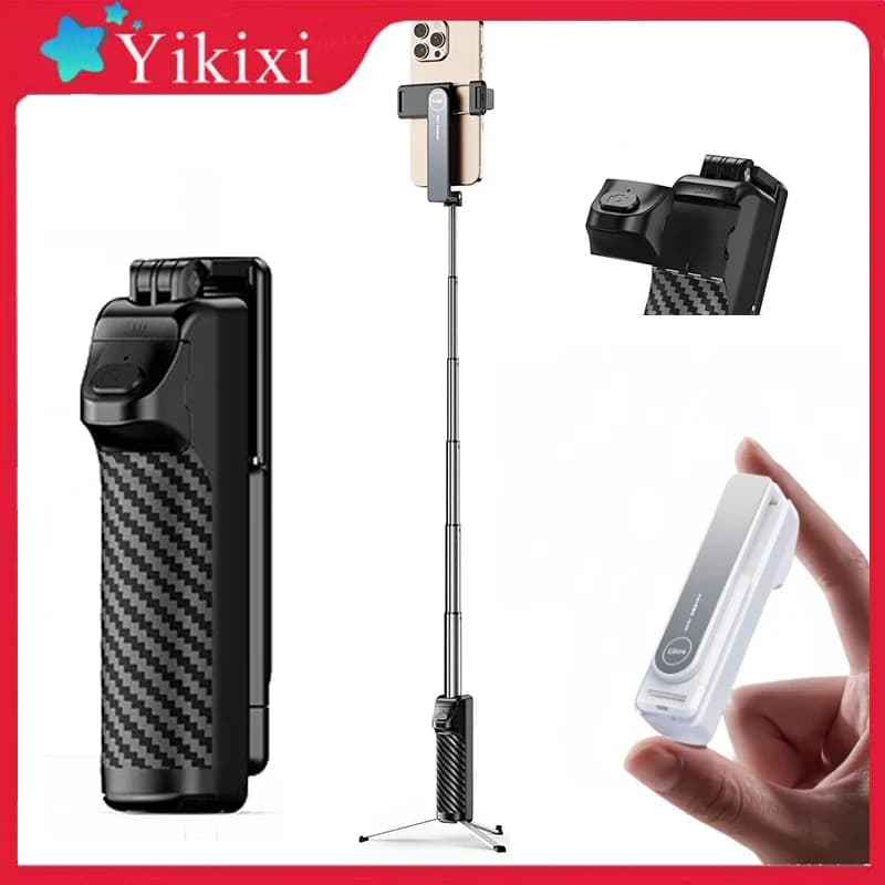 Mini Treppiede Pieghevole per Selfie con Telecomando Bluetooth - Asta Portatile per Vlogging per iPhone e Android, Ideale per Streaming Live