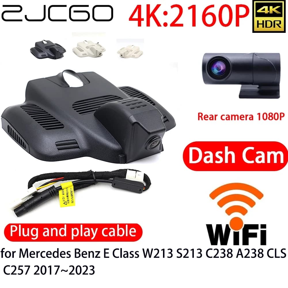 ZJCGO DVR Camera for Car 4K with Wifi, Front and Back Camera, 24h Monitor for Mercedes Benz Class E W213 S213 C238 CLS C257 2017~2023