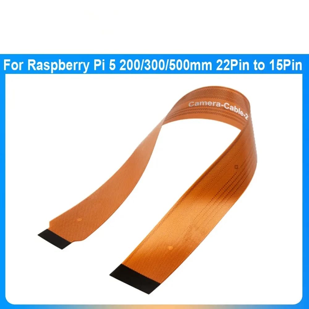 Raspberry Pi 5 CSI Camera FPC Flexible Cable 22Pin To 15Pin, Options 200/300/500mm